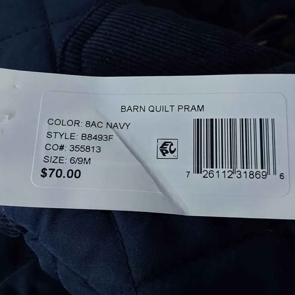 NWT Rothschild Navy Barn Quilt Pram ~6-9M - Picture 3 of 3